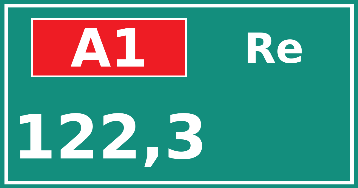 Hectometerbord A1 122,3 zijde Re