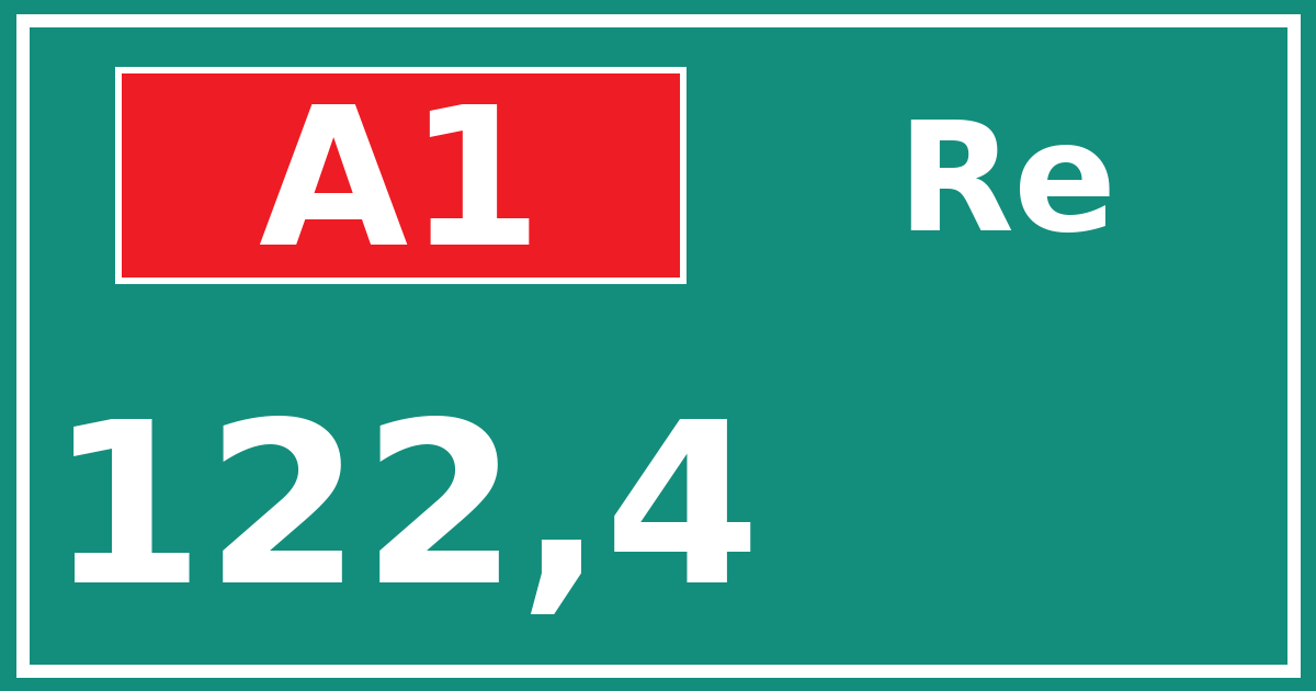 Hectometerbord A1 122,4 zijde Re