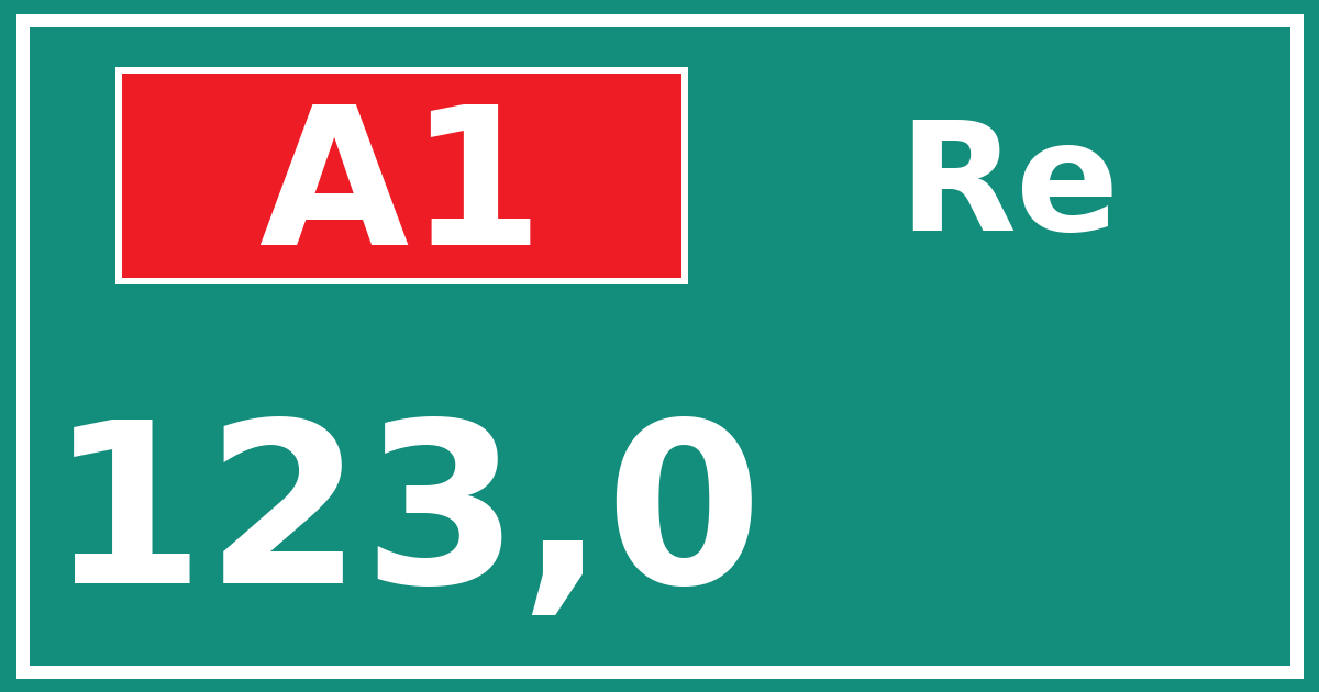 Hectometerbord A1 123,0 zijde Re