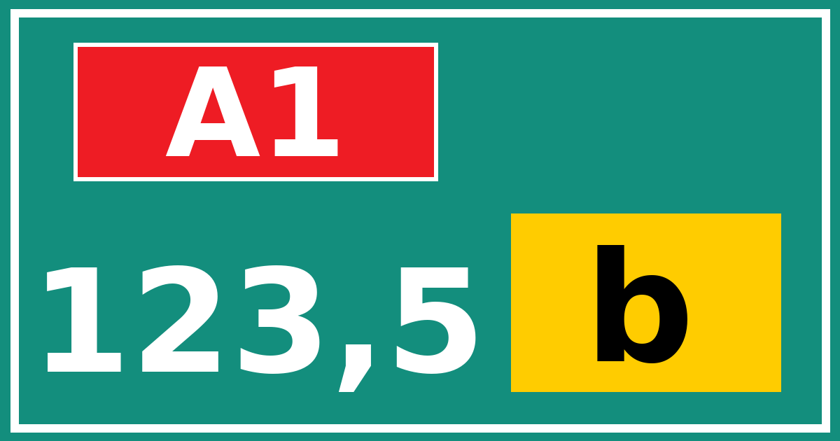 Hectometerbord A1 123,5 letter b