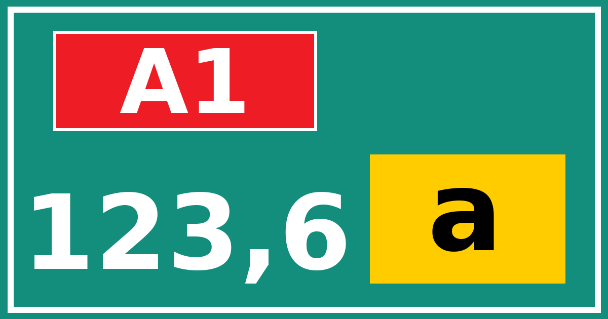 Hectometerbord A1 123,6 letter a