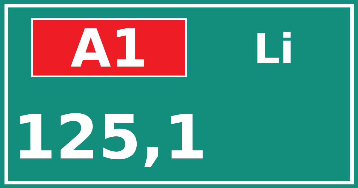 Hectometerbord A1 125,1 zijde Li