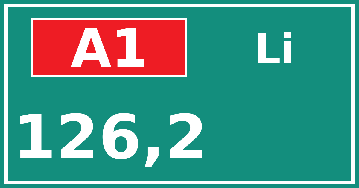 Hectometerbord A1 126,2 zijde Li