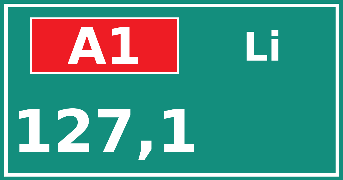 Hectometerbord A1 127,1 zijde Li