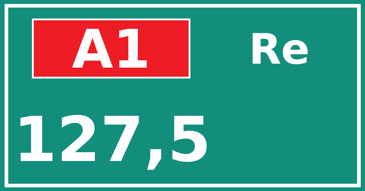 Hectometerbord A1 127,5 zijde Re