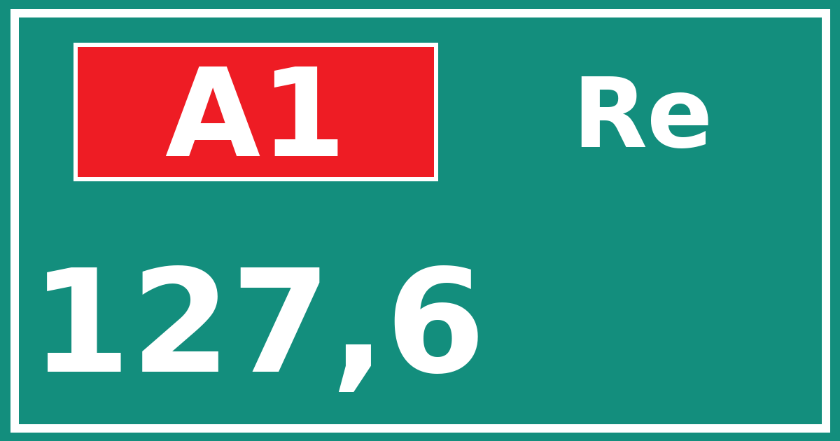 Hectometerbord A1 127,6 zijde Re