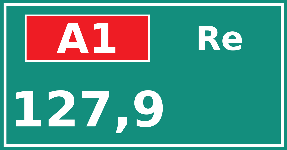 Hectometerbord A1 127,9 zijde Re