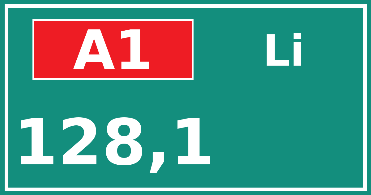 Hectometerbord A1 128,1 zijde Li