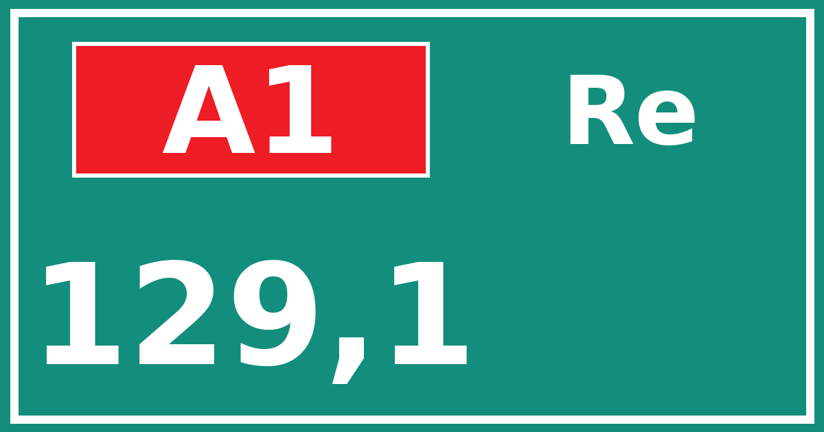 Hectometerbord A1 129,1 zijde Re