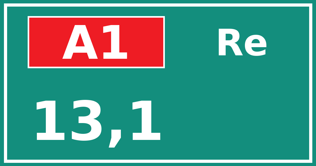 Hectometerbord A1 13,1 zijde Re