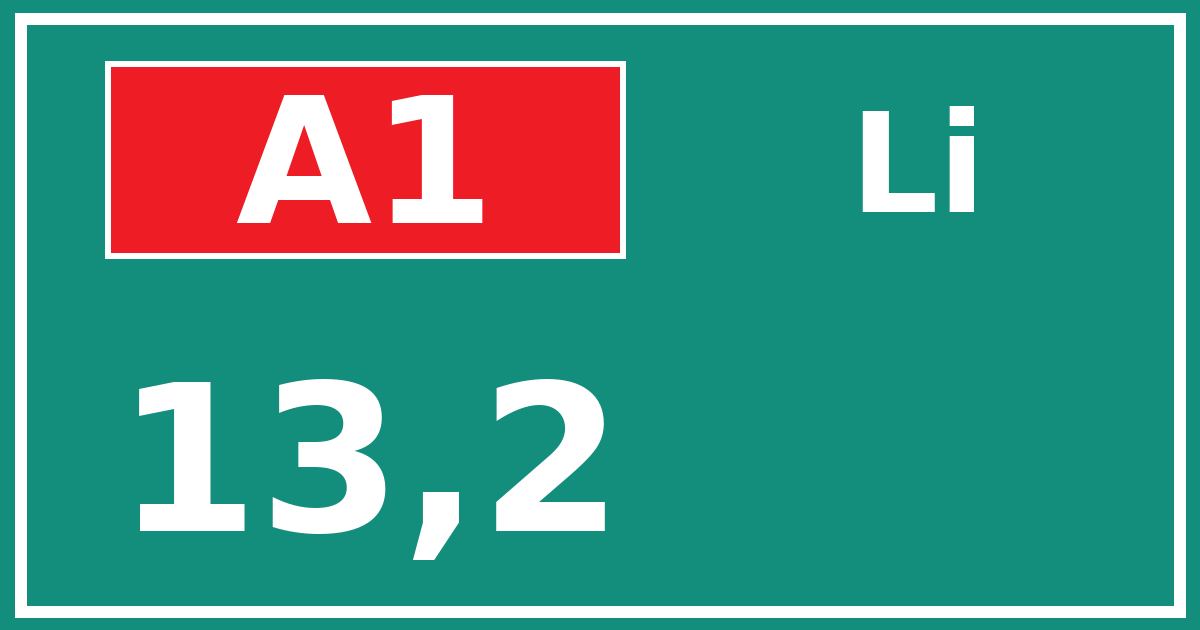 Hectometerbord A1 13,2 zijde Li
