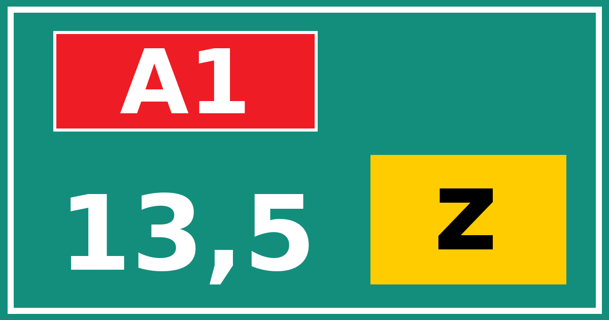 Hectometerbord A1 13,5 letter z