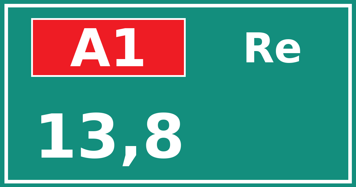 Hectometerbord A1 13,8 zijde Re
