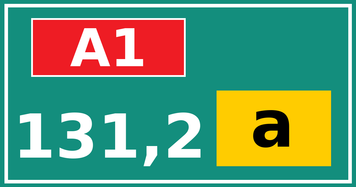 Hectometerbord A1 131,2 letter a
