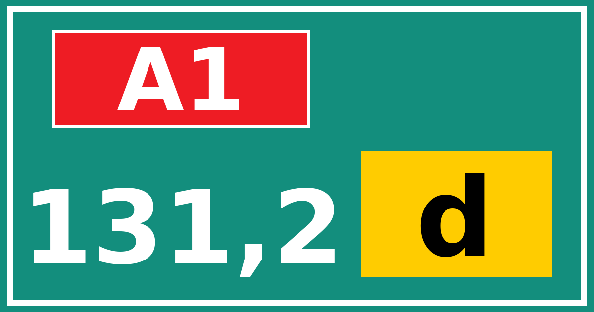 Hectometerbord A1 131,2 letter d