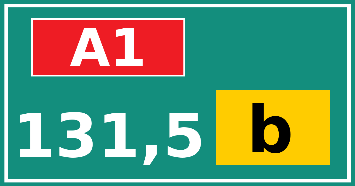 Hectometerbord A1 131,5 letter b