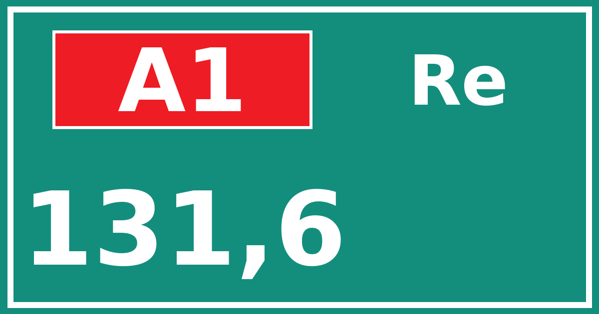 Hectometerbord A1 131,6 zijde Re