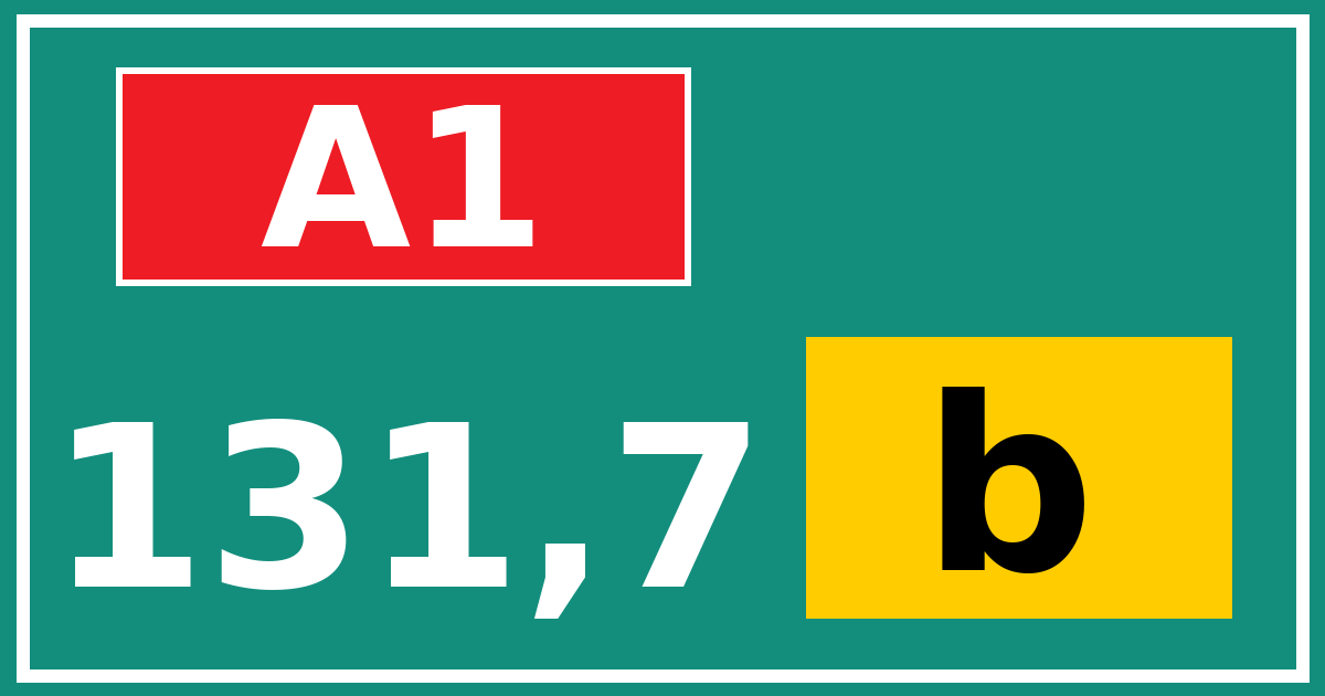 Hectometerbord A1 131,7 letter b