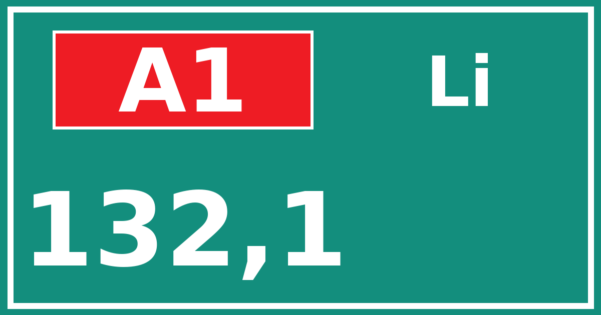 Hectometerbord A1 132,1 zijde Li