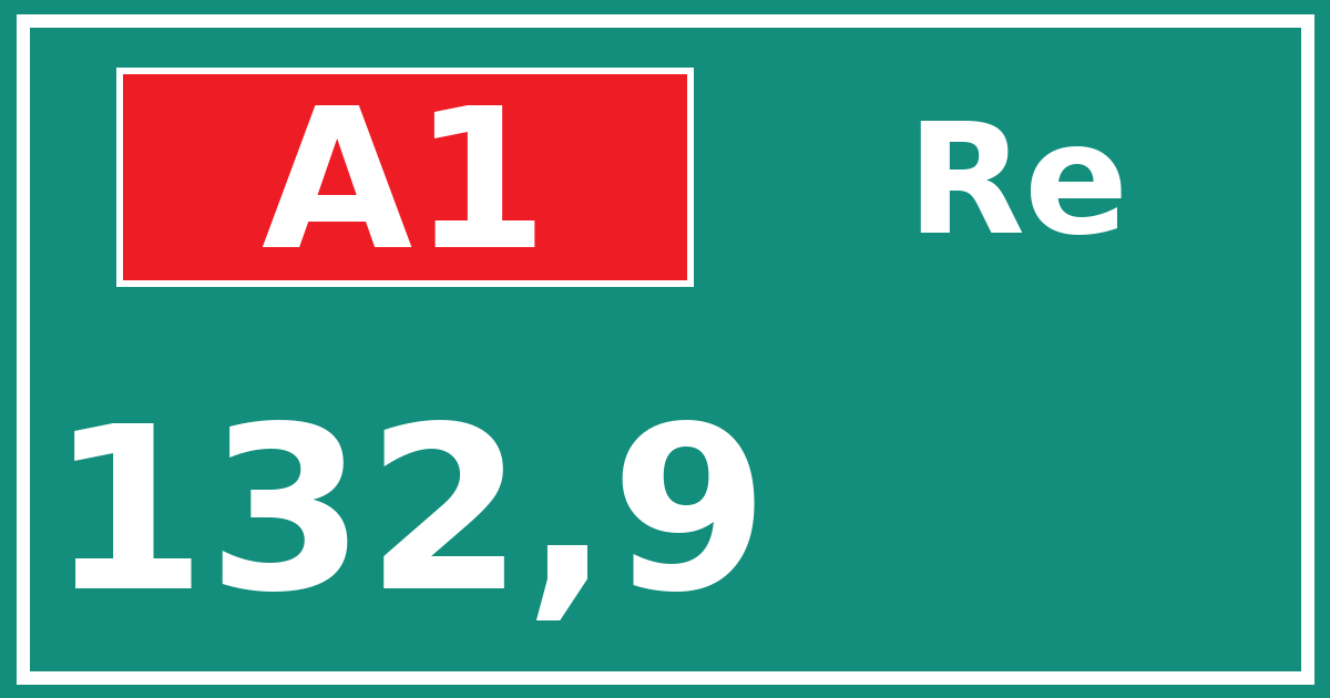 Hectometerbord A1 132,9 zijde Re