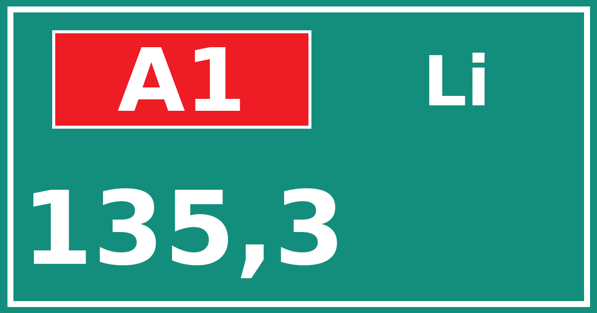 Hectometerbord A1 135,3 zijde Li