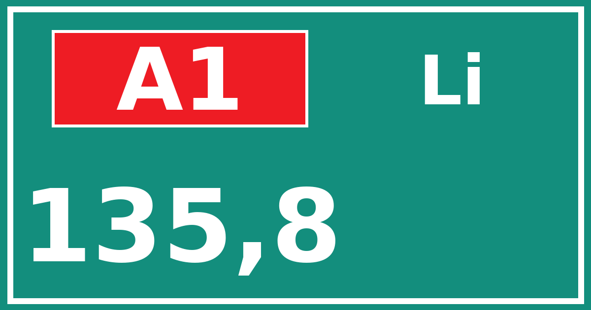 Hectometerbord A1 135,8 zijde Li