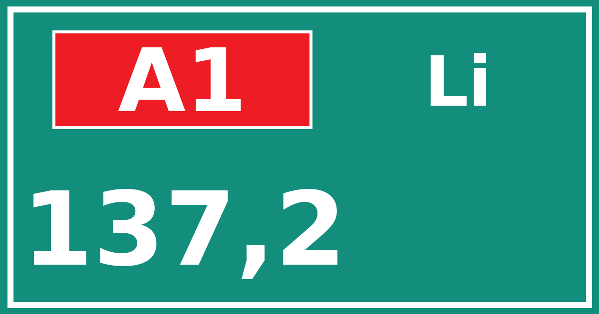 Hectometerbord A1 137,2 zijde Li