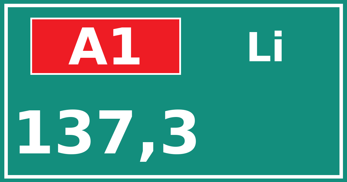 Hectometerbord A1 137,3 zijde Li