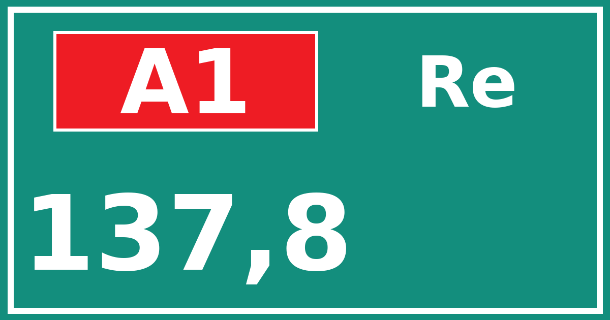 Hectometerbord A1 137,8 zijde Re