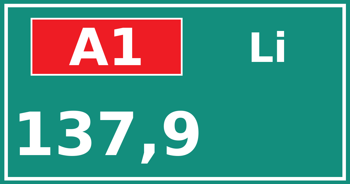 Hectometerbord A1 137,9 zijde Li