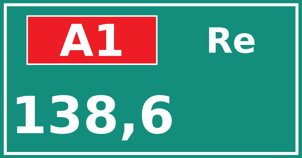 Hectometerbord A1 138,6 zijde Re