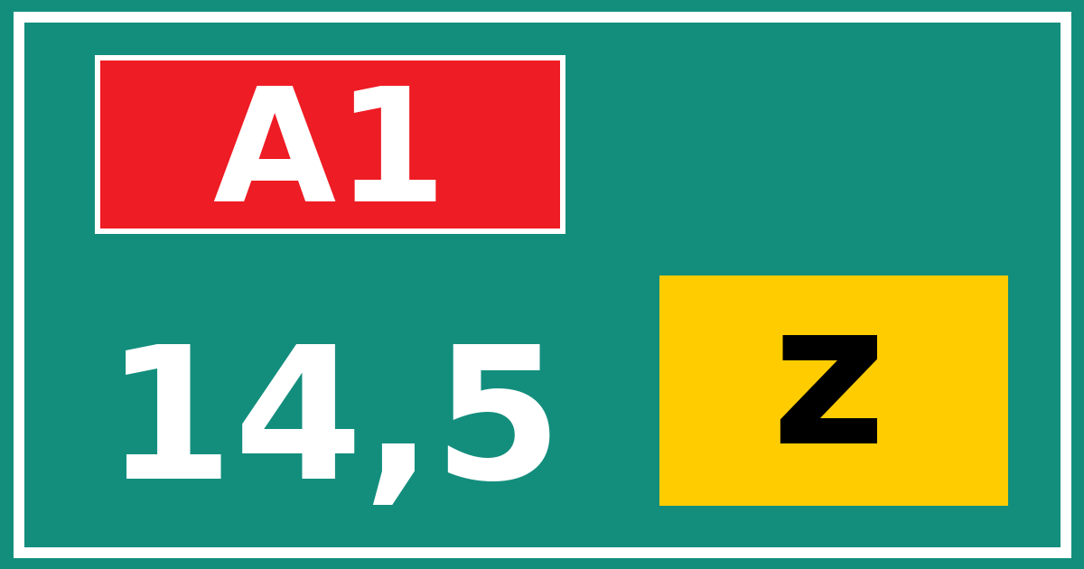 Hectometerbord A1 14,5 letter z