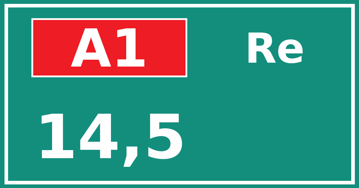 Hectometerbord A1 14,5 zijde Re