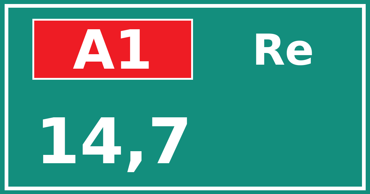 Hectometerbord A1 14,7 zijde Re