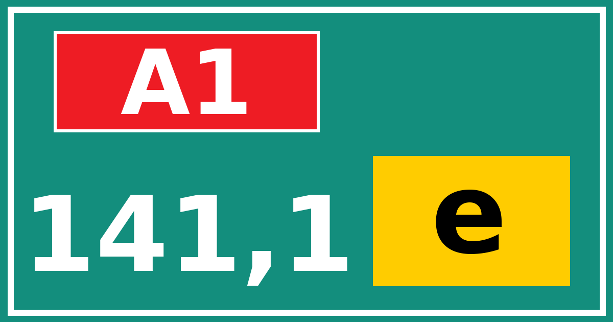 Hectometerbord A1 141,1 letter e