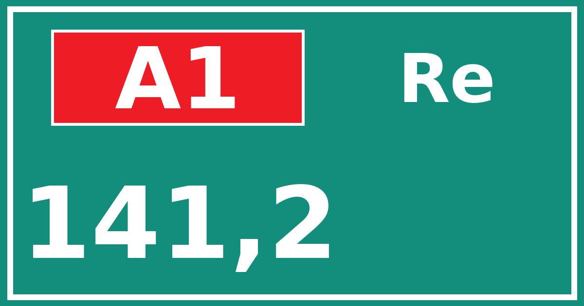 Hectometerbord A1 141,2 zijde Re