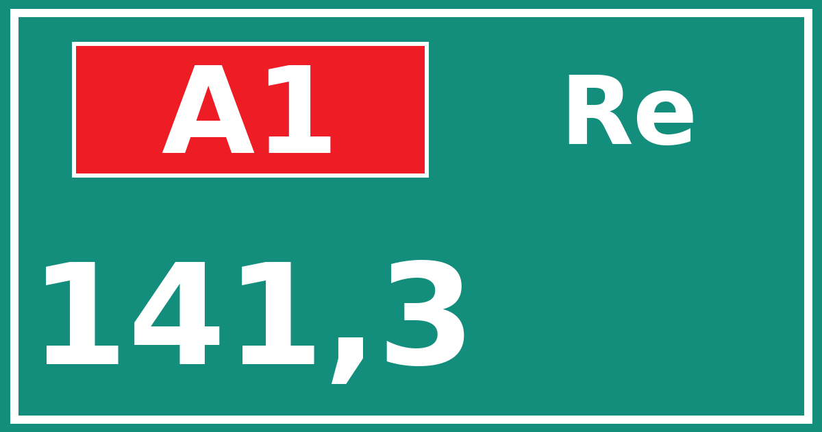Hectometerbord A1 141,3 zijde Re