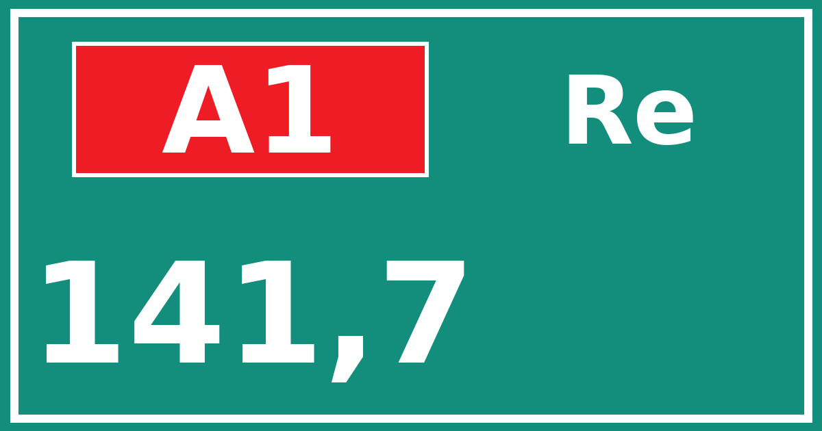 Hectometerbord A1 141,7 zijde Re