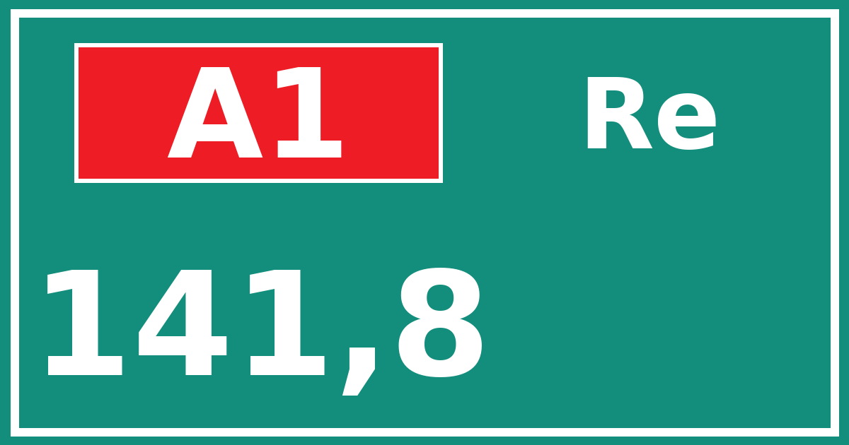 Hectometerbord A1 141,8 zijde Re