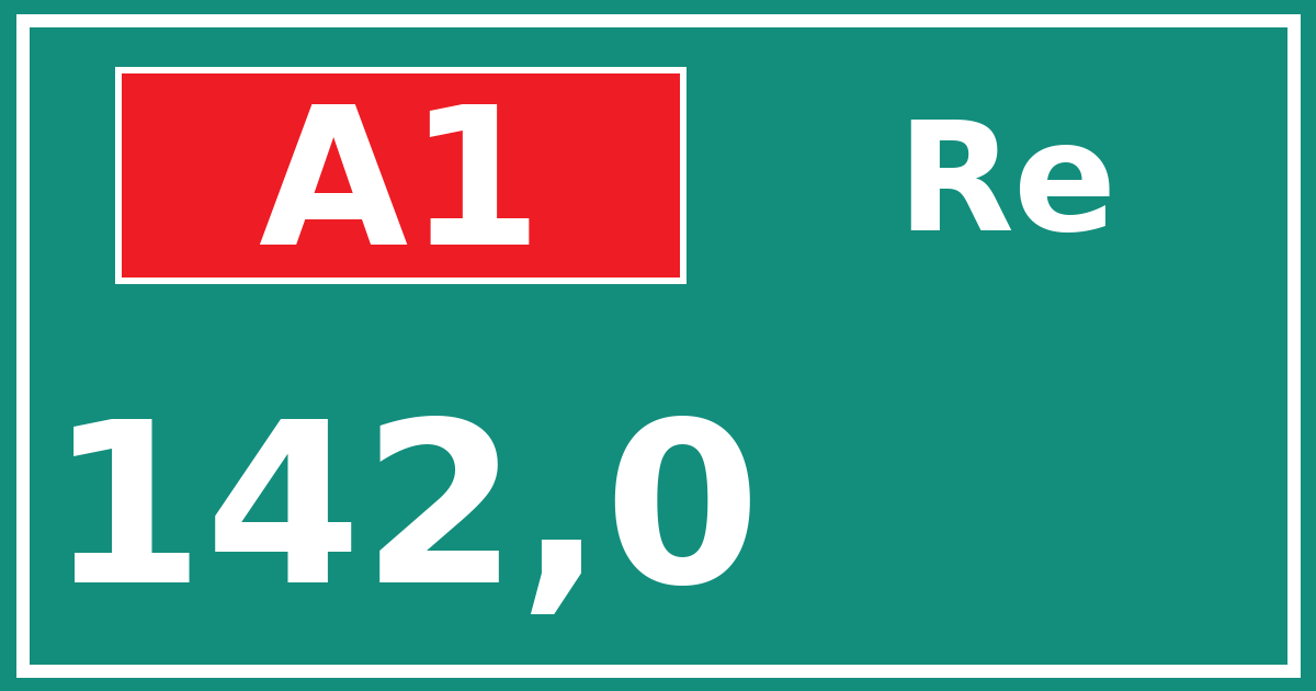 Hectometerbord A1 142,0 zijde Re