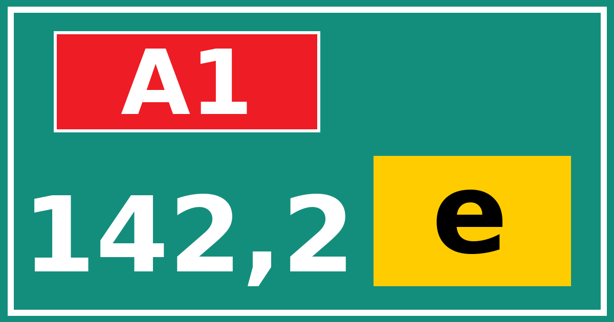 Hectometerbord A1 142,2 letter e