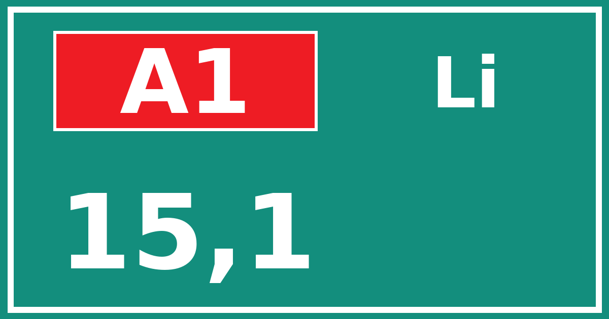 Hectometerbord A1 15,1 zijde Li