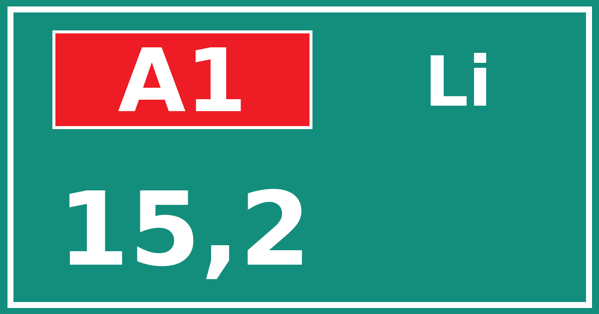Hectometerbord A1 15,2 zijde Li