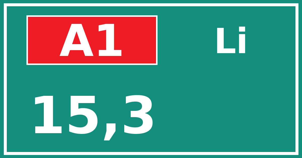 Hectometerbord A1 15,3 zijde Li