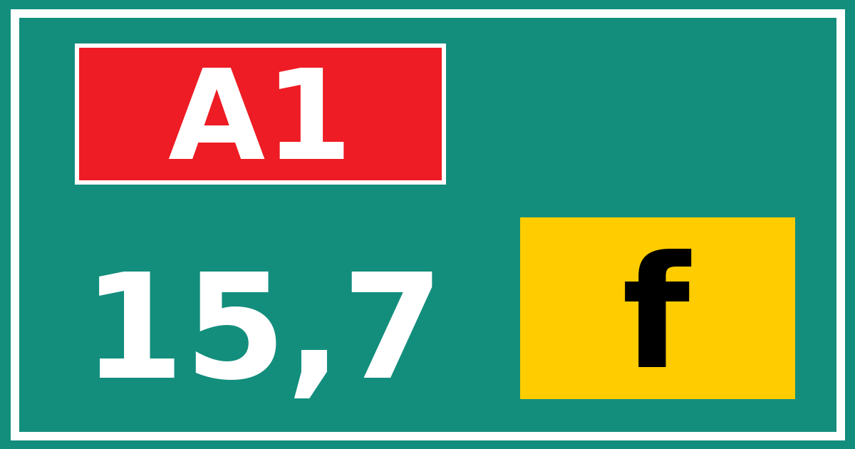 Hectometerbord A1 15,7 letter f