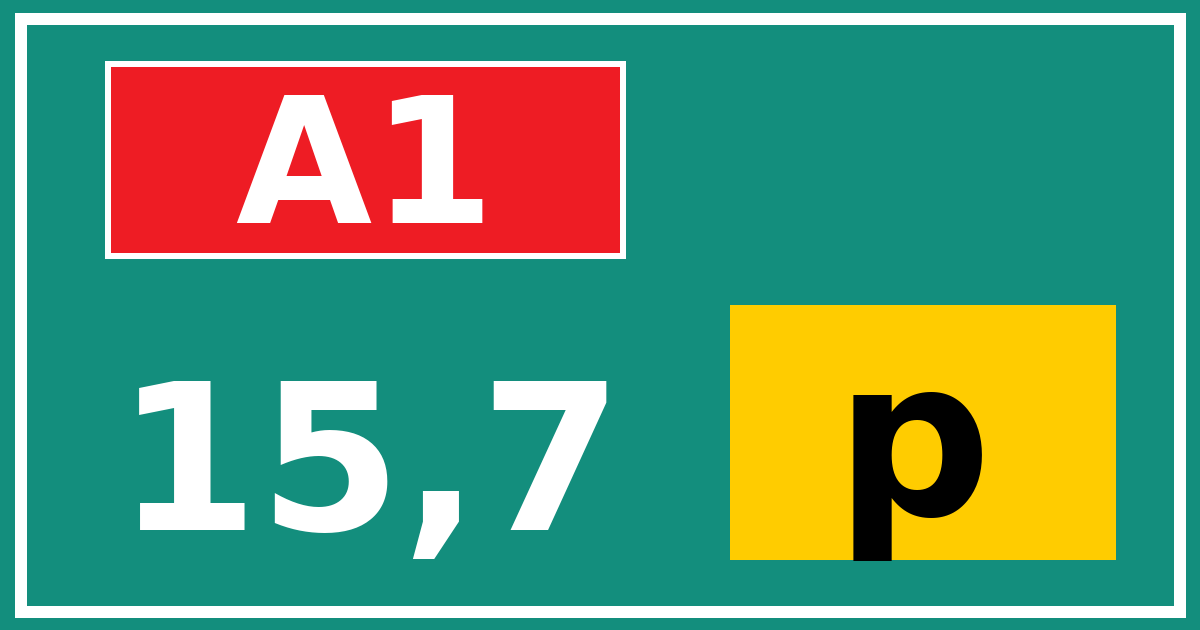 Hectometerbord A1 15,7 letter p