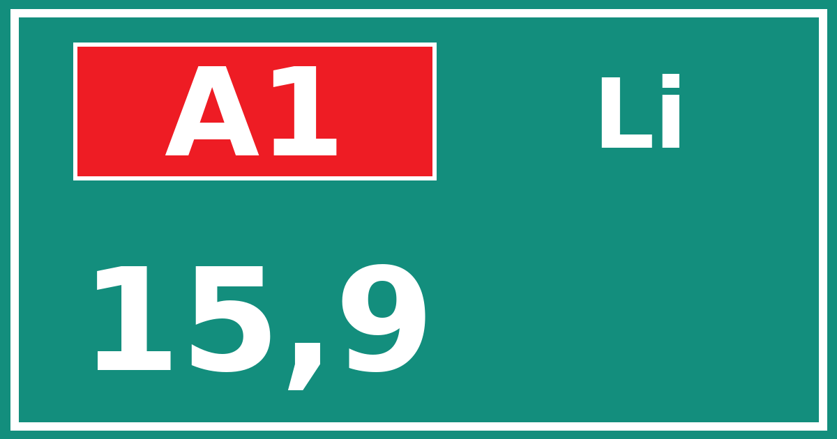 Hectometerbord A1 15,9 zijde Li