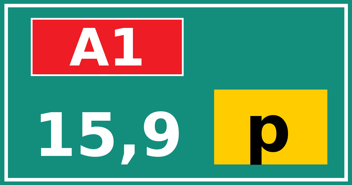 Hectometerbord A1 15,9 letter p