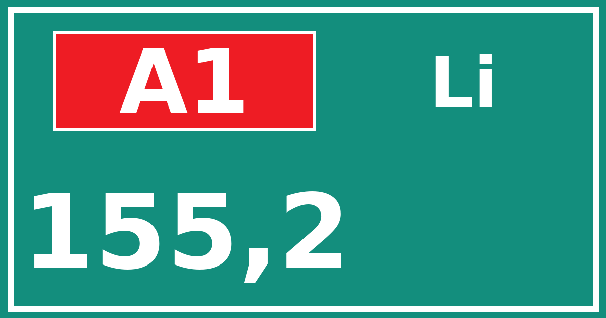 Hectometerbord A1 155,2 zijde Li