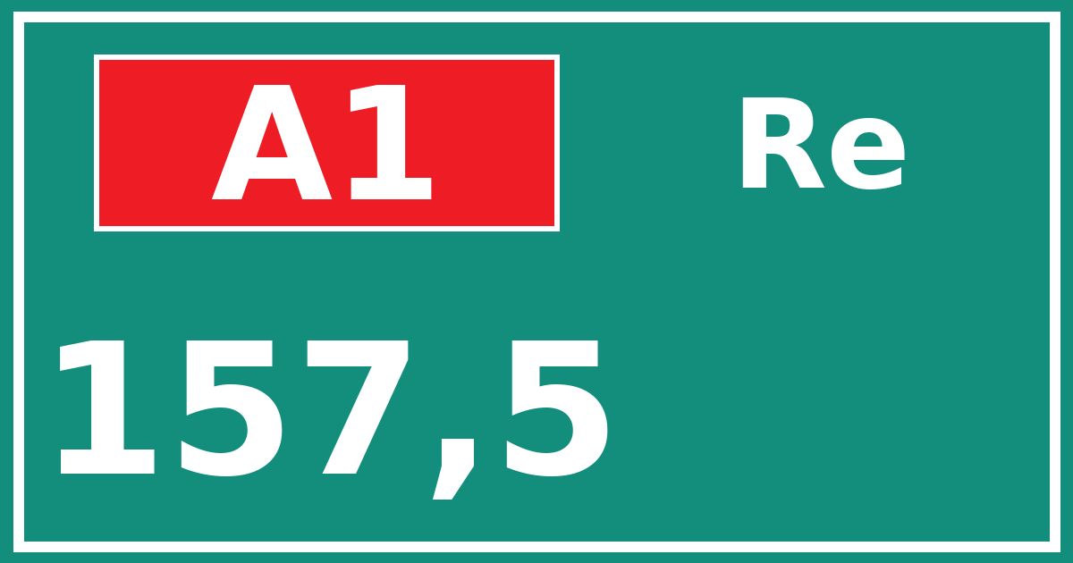 Hectometerbord A1 157,5 zijde Re